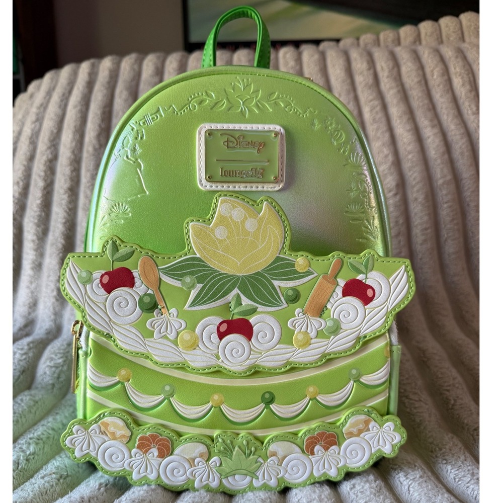 Loungefly Disney Tiana Princess and the Frog Cake Mini Backpack Iridescent Green